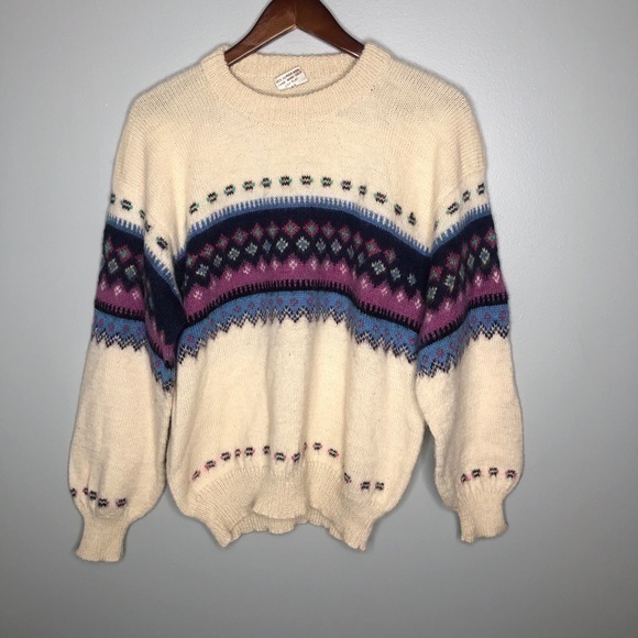 Vintage Sweaters - Vintage the baby alpaca nordic cream sweater